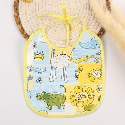 Нагрудник из нетканого полотна с ПВХ покрытием «Мультики», голубой, р-р. 20×22 см