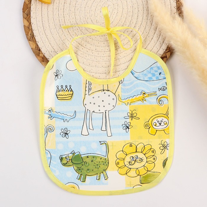 Нагрудник из нетканого полотна с ПВХ покрытием «Мультики», голубой, р-р. 20×22 см - Фото 1