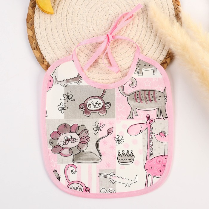 Нагрудник из нетканого полотна с ПВХ покрытием «Мультики», цвет розовый, р-р. 20х22см - Фото 1