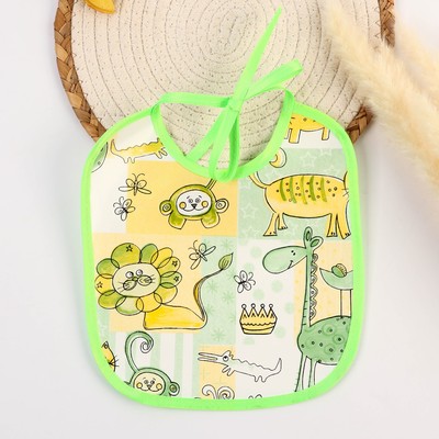 Нагрудник из нетканого полотна с ПВХ покрытием «Мультики», зеленый, р-р. 20×22 см