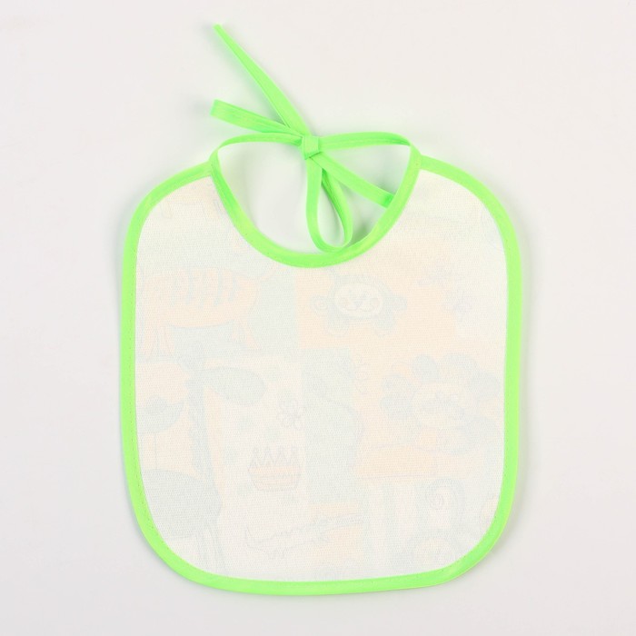 Нагрудник из нетканого полотна с ПВХ покрытием «Мультики», цвет зеленый, р-р. 20х22см
