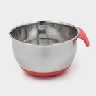 Миска из нержавеющей стали, 2 л, 22×19×11,5 см, с противоскользящим дном и мерной шкалой, силиконовая ручка - Фото 1
