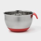 Миска из нержавеющей стали, 2 л, 22×19×11,5 см, с противоскользящим дном и мерной шкалой, силиконовая ручка - Фото 2
