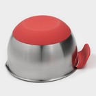 Миска из нержавеющей стали, 2 л, 22×19×11,5 см, с противоскользящим дном и мерной шкалой, силиконовая ручка - Фото 6