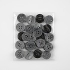 Набор пуговиц, 4 прокола, d = 18 мм, 25 шт, цвет серый/чёрный - фото 24190165