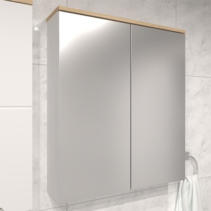 Зеркало – шкаф для ванной комнаты «Амалия», 600×150×700 мм, цвет белый/сонома - Фото 1