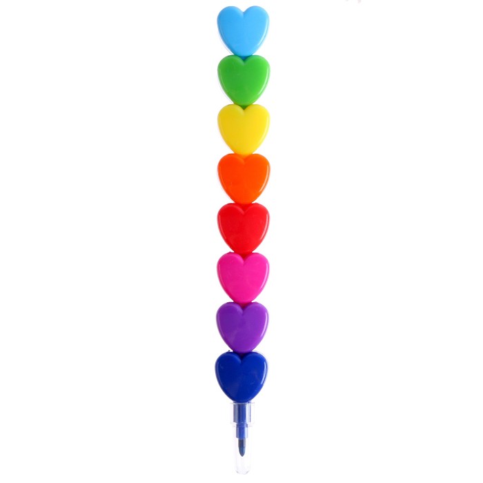 Восковой карандаш «Сердечко», набор 8 цветов - Фото 1