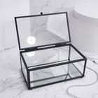 Стеклянная шкатулка для украшений с крышкой, зеркальным основанием, 14.5×8.5 см, прозрачная, чёрный каркас - Фото 4