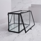 Стеклянная шкатулка для украшений с крышкой, зеркальным основанием, 14.5×8.5 см, прозрачная, чёрный каркас - Фото 7