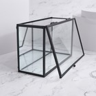 Органайзер для хранения, 1 секция, с крышкой, стеклянный, с зеркальным основанием, 17 × 10,5 см, цвет прозрачный/чёрный - фото 24987970