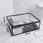 Органайзер для хранения, 1 секция, с крышкой, стеклянный, с зеркальным основанием, 20 × 16 см, цвет прозрачный/чёрный - Фото 2
