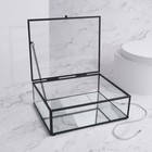 Органайзер для хранения, 1 секция, с крышкой, стеклянный, с зеркальным основанием, 20 × 16 см, цвет прозрачный/чёрный - Фото 3