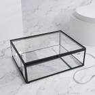 Органайзер для хранения, 1 секция, с крышкой, стеклянный, с зеркальным основанием, 20 × 16 см, цвет прозрачный/чёрный - Фото 4