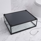 Органайзер для хранения, 1 секция, с крышкой, стеклянный, с зеркальным основанием, 20 × 16 см, цвет прозрачный/чёрный - Фото 6