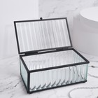 Органайзер для хранения «Ribbed», 1 секция, с крышкой, стеклянный, с зеркальным основанием, 14,5 × 8,5 см, цвет прозрачный/чёрный - фото 23282677