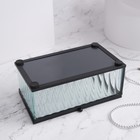 Органайзер для хранения «Ribbed», 1 секция, с крышкой, стеклянный, с зеркальным основанием, 14,5 × 8,5 см, цвет прозрачный/чёрный - фото 23282679