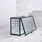 Органайзер для хранения «Ribbed», 1 секция, с крышкой, стеклянный, с зеркальным основанием, 14,5 × 8,5 см, цвет прозрачный/чёрный - фото 23282680