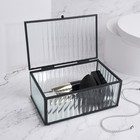 Органайзер для хранения «Ribbed», 1 секция, с крышкой, стеклянный, с зеркальным основанием, 17 × 10,5 см, цвет прозрачный/чёрный - фото 42029588