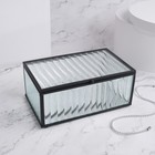 Органайзер для хранения «Ribbed», 1 секция, с крышкой, стеклянный, с зеркальным основанием, 17 × 10,5 см, цвет прозрачный/чёрный - Фото 4