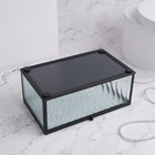 Органайзер для хранения «Ribbed», 1 секция, с крышкой, стеклянный, с зеркальным основанием, 17 × 10,5 см, цвет прозрачный/чёрный - Фото 5