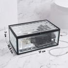 Органайзер для хранения «Square», 1 секция, с крышкой, стеклянный, с зеркальным основанием, 17 × 10,5 см, цвет прозрачный/чёрный - Фото 2