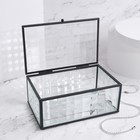 Органайзер для хранения «Square», 1 секция, с крышкой, стеклянный, с зеркальным основанием, 17 × 10,5 см, цвет прозрачный/чёрный - Фото 3