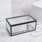 Органайзер для хранения «Square», 1 секция, с крышкой, стеклянный, с зеркальным основанием, 17 × 10,5 см, цвет прозрачный/чёрный - Фото 4