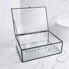 Органайзер для хранения «Square», 1 секция, с крышкой, стеклянный, с зеркальным основанием, 25 × 17,5 см, цвет прозрачный/чёрный - фото 23338269