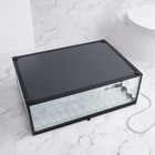 Органайзер для хранения «Square», 1 секция, с крышкой, стеклянный, с зеркальным основанием, 25 × 17,5 см, цвет прозрачный/чёрный - фото 23338271