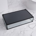 Органайзер для хранения «Ribbed», 1 секция, стеклянный, с зеркальным основанием, 24 × 14 см, цвет прозрачный/чёрный - Фото 3