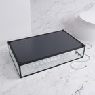 Органайзер для хранения «Square», 1 секция, стеклянный, с зеркальным основанием, 29 × 17,5 см, цвет прозрачный/чёрный - Фото 3