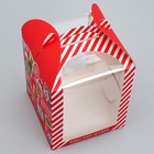 Складная коробка под маленький торт «Новогодний подарок», 15 х 15 х 18 см, Новый год - Фото 2