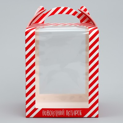 Складная коробка под маленький торт «Новогодний подарок», 15×15×18 см, Новый год