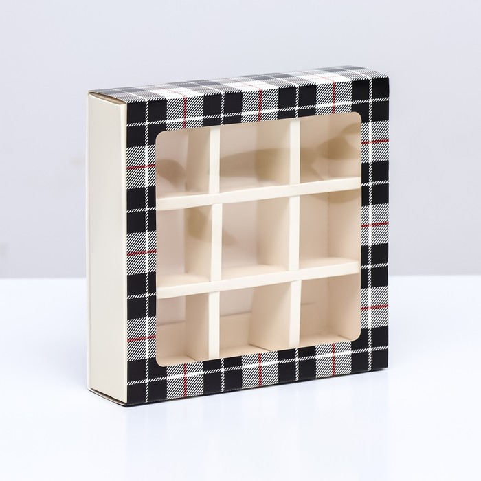 Коробка для 9 конфет с обечайкой, «Мужской» 13.8×13.8×3.8 см - Фото 1