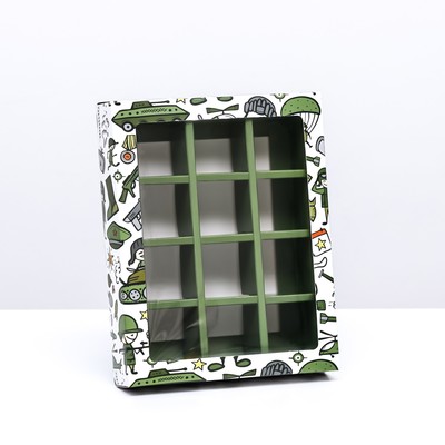 Коробка для 12 конфет «23 Февраля» 19×15×3.6 см