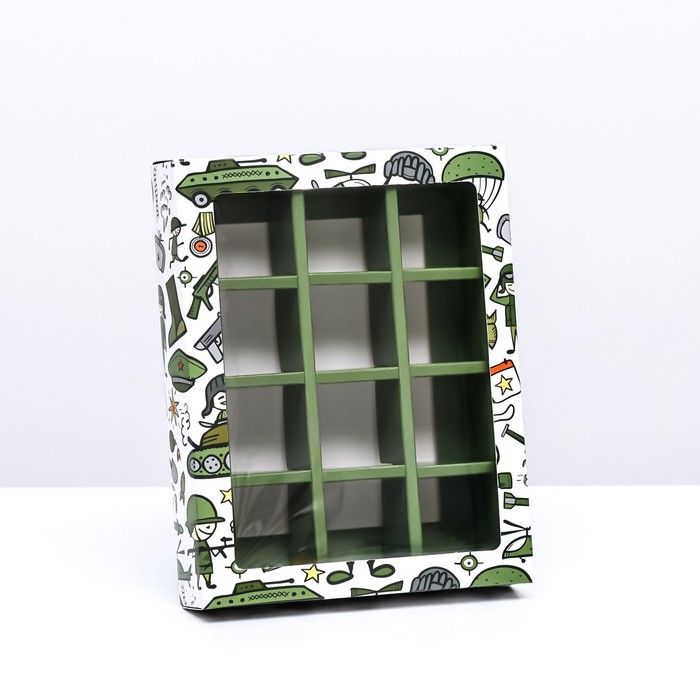 Коробка для 12 конфет «23 Февраля» 19×15×3.6 см