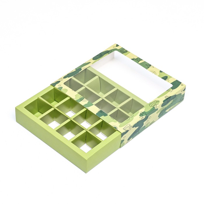 Коробка под 16 конфет , "Камуфляж" 17,7 х 17,7 х 3,8 см - фото 1884406797