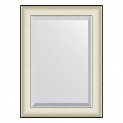 Зеркало Evoform в багетной раме, с фацетом, 78 мм, 54х74 см, цвет белая кожа с хромом