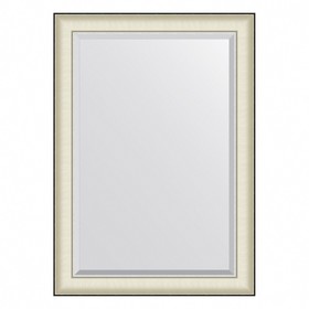 Зеркало Evoform в багетной раме, с фацетом, 78 мм, 74х104 см, цвет белая кожа с хромом
