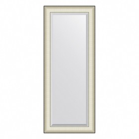Зеркало Evoform в багетной раме, с фацетом, 78 мм, 54х134 см, цвет белая кожа с хромом