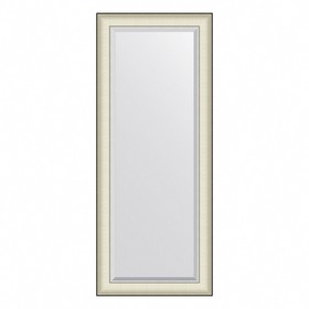 Зеркало Evoform в багетной раме, с фацетом, 78 мм, 59х144 см, цвет белая кожа с хромом
