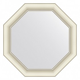 Зеркало Evoform в багетной раме, 60 мм, 56х56 см, цвет белый с серебром