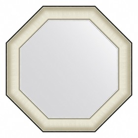 Зеркало Evoform в багетной раме, 78 мм, 64х64 см, цвет белая кожа с хромом