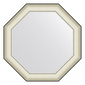 Зеркало Evoform в багетной раме, 78 мм, 69х69 см, цвет белая кожа с хромом