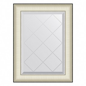 Зеркало Evoform в багетной раме, с гравировкой, 78 мм, 54х72 см, цвет белая кожа с хромом