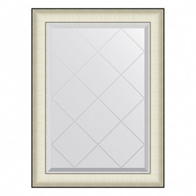 Зеркало Evoform в багетной раме, с гравировкой, 78 мм, 64х87 см, цвет белая кожа с хромом