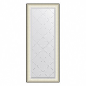 Зеркало Evoform в багетной раме, с гравировкой, 78 мм, 64х154 см, цвет белая кожа с хромом