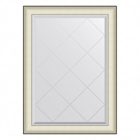 Зеркало Evoform в багетной раме, с гравировкой, 78 мм, 74х102 см, цвет белая кожа с хромом