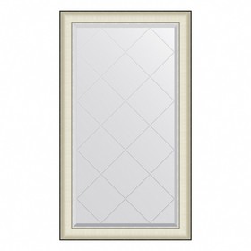 Зеркало Evoform в багетной раме, с гравировкой, 78 мм, 74х129 см, цвет белая кожа с хромом