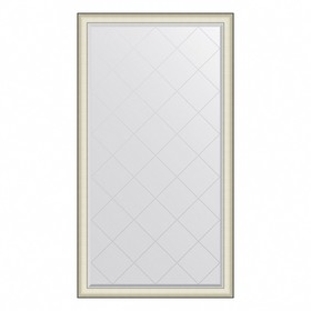 Зеркало Evoform в багетной раме, с гравировкой, напольное, 78 мм, 109х200 см, цвет белая кожа с хром